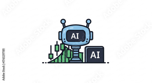 Ai trading robot analyzing stock market data and investment trends, representing automated financial analysis