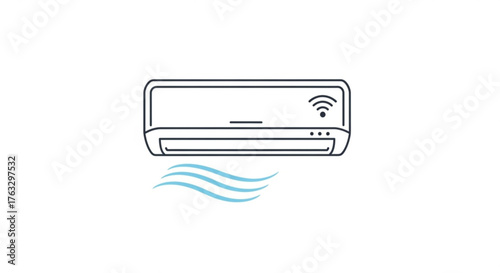 Air conditioner with wifi symbol, representing smart home technology and wireless control