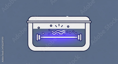 Illustration of a uv sterilizer box for disinfecting items with ultraviolet light, ensuring hygiene and cleanliness in a safe manner