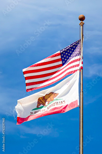 Drapeaux US et californie