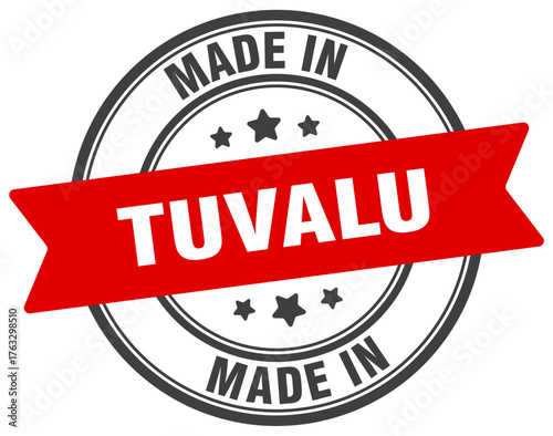 Made in Tuvalu round sign. Made in Tuvalu stamp.