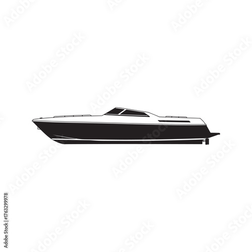 Silhouette of a modern speed boat speedboat watercraft