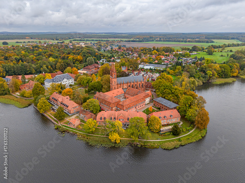 Aerial view of the historical site of cloister and abbey Dobbertin, Germany