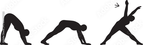 Yoga poses silhouette stretching flexibility