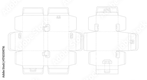 Detailed Line Art Box Packaging Die Cut Template Layout Design