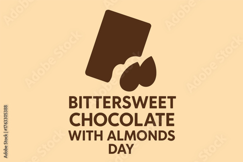 Bittersweet Chocolate with Almonds Day Minimal Design Illustration