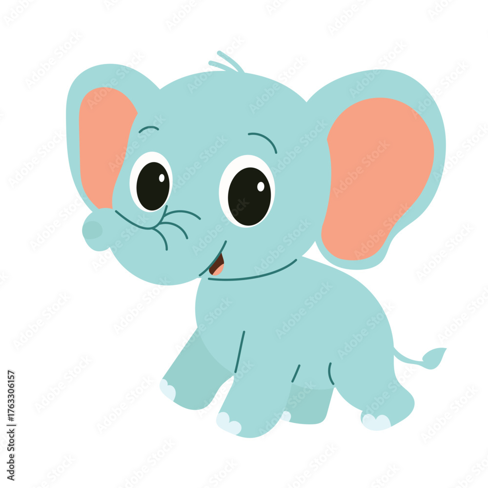 Fototapeta premium Cute Elephant is Walking Isolated on Transparent Background.