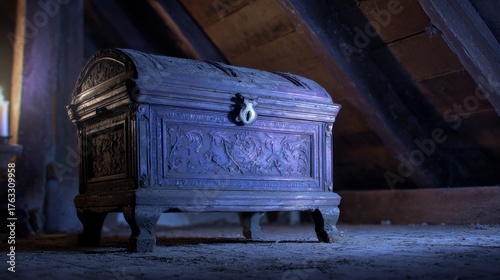 Vintage wooden chest attic