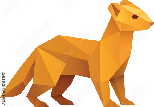 Origami-Wiesel, Marder – Geometrische Vektor Illustration, Icon, Logo, Tier