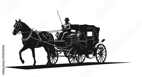 Horse-drawn carriage silhouette: A classic mode of transport.