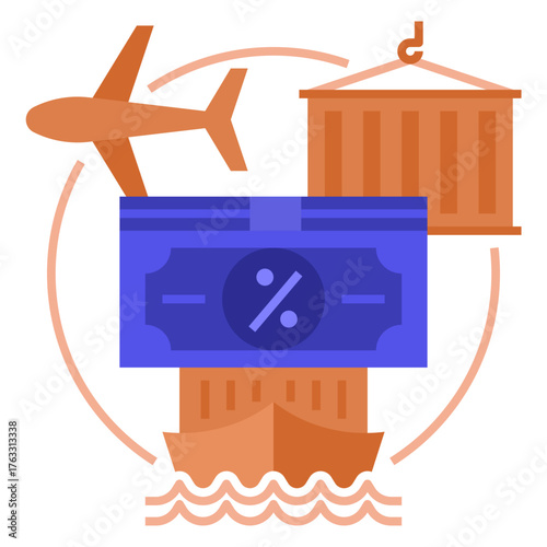 Tariff Icon Flat Style