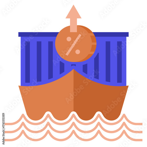 Tariff Barrier Icon Flat Style