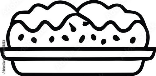 Icon of mashed potatoes on a plate simple line drawing vector illustration for menu design