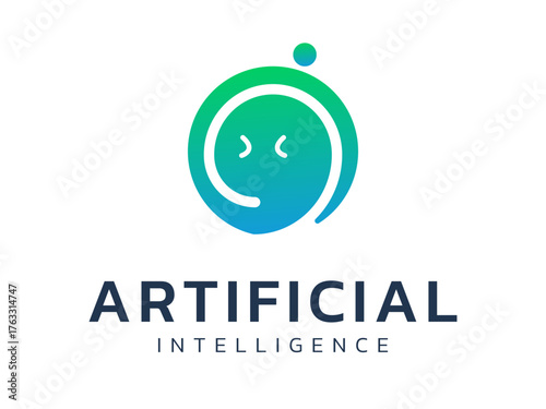 Artificial intelligence Live chat bot assistant with Cute friendly robot face support Colorful style logo vector design concept. AI Chatbot logotype for ui, advance technology, Online Support, robotic