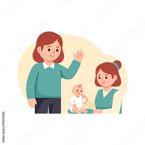 Happy loving family with baby enjoying quality time together at home