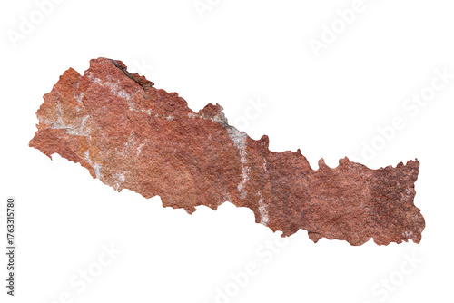 map of Nepal on red stone surface	