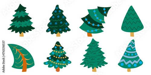 Set of winter illustrations in hand drawing style