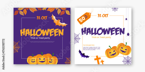 Halloween social media post template, Halloween social media post banner design | Halloween sale social media and instagram post template