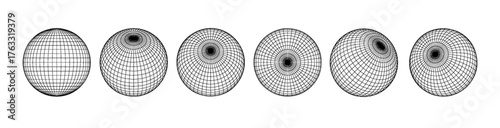 Futuristic globe wireframe PNG isolated. 3D sphere grid hologram virtual digital design vector elements