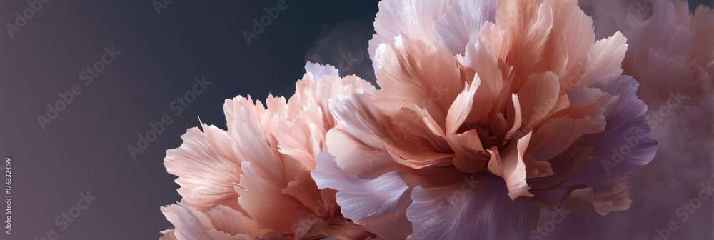 Fototapeta premium Soft blush bloom petals floating dreamy pastel flower macro