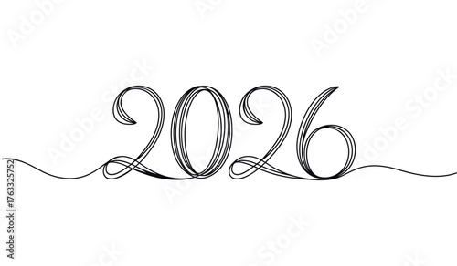 elegant 2026 year design in decorative ribbon-style script, perfect for new year greetings, event branding, and festive visuals