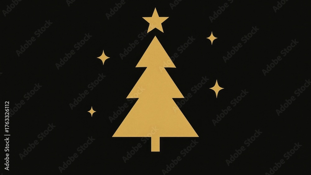Obraz premium Minimalist golden Christmas tree desktop wallpaper