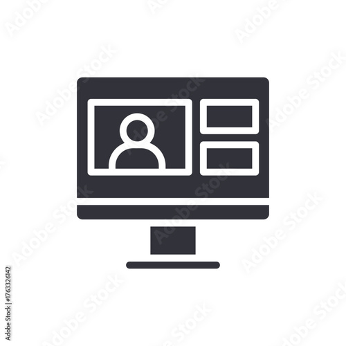 Online Meeting Platform Screen Icon Illustration