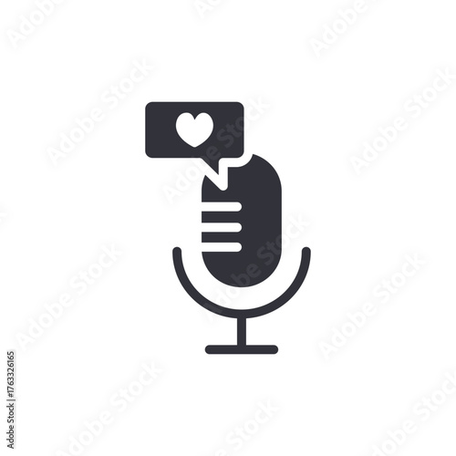 Podcast Microphone With Love Speech Bubble Icon Design