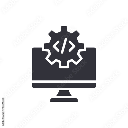 Monitor With Cogwheel Development Process Application Setup