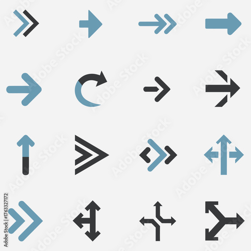 Set of Directional Arrows Navigate with Blue and Gray Arrow Icons