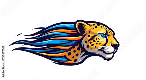Dynamic cheetah mascot with fiery mane embodies speed power and fierce determination perfect for sports teams gaming brands and aggressive marketing campaigns