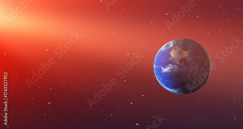 Fototapeta Naklejka Na Ścianę i Meble -  Planet Earth with a spectacular sunset 