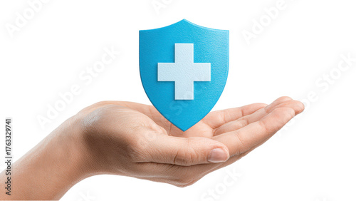 Hand Holding Medical Shield: Healthcare and Protection Concept