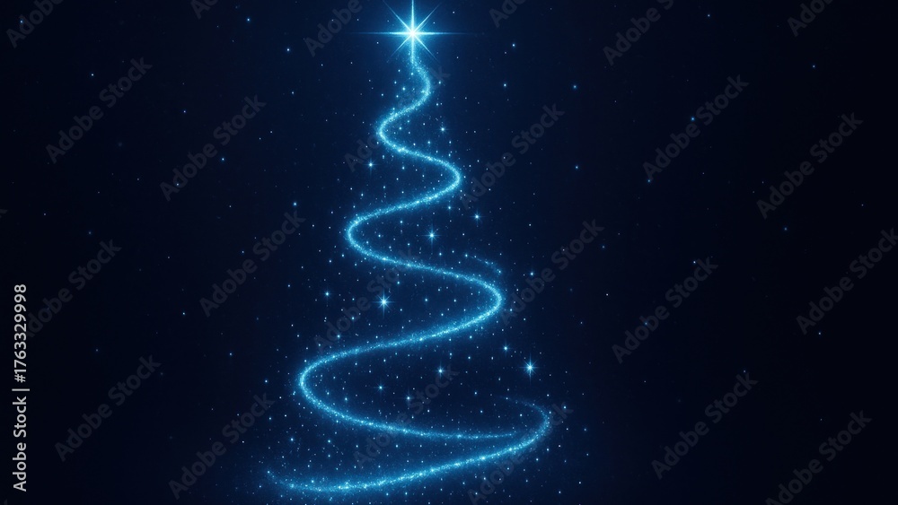 Obraz premium Glowing spiral Christmas tree desktop wallpaper