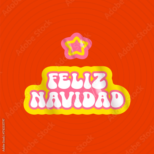Feliz Navidad Merry Christmas in Spanish quote red square banner vector design, creative holiday typography, modern festive graphic art for cards, invitations, social media banners, and decorations.