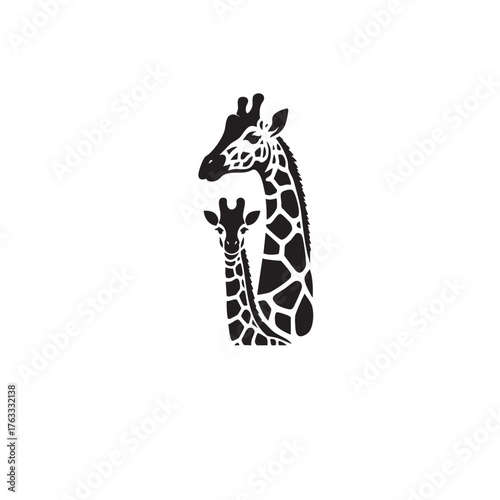 giraffe black and white animal silhouette vector