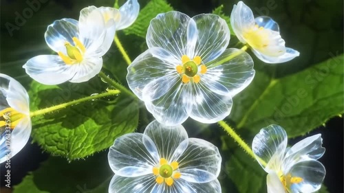 Crystal Flower Diphylleia Grayi Shimmering in Sunlight