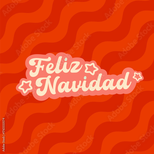 Feliz Navidad Merry Christmas in Spanish quote red square banner vector design, creative holiday typography, modern festive graphic art for cards, invitations, social media banners, and decorations.
