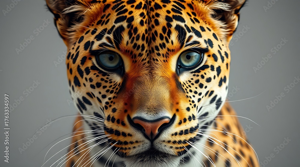 Obraz premium A close up of a jaguar with blue eyes staring ahead