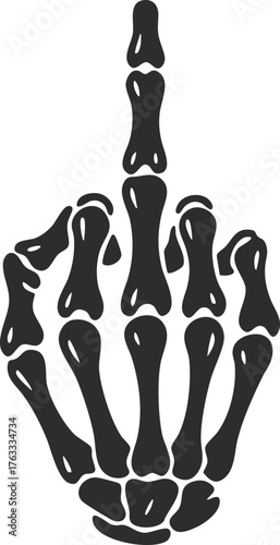 Skeleton hand giving the middle finger gesture