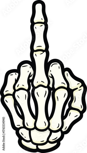 Skeleton hand giving the middle finger gesture