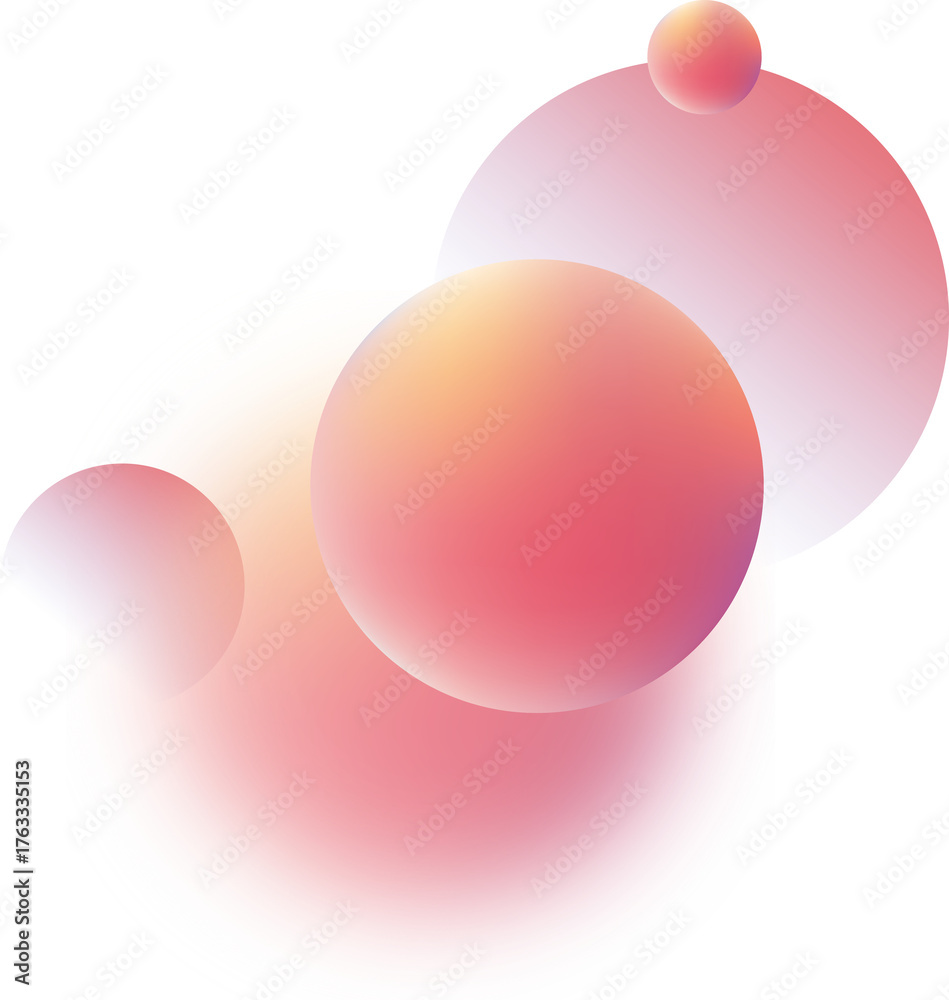 Fototapeta premium orange peach abstract layer gradient ball and blurred ball transparent background
