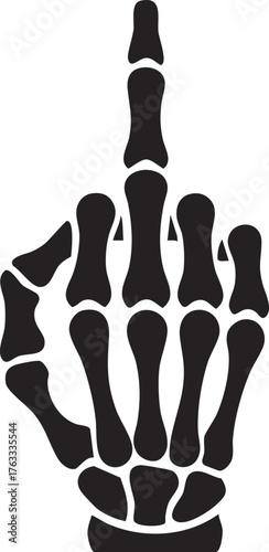 Skeleton hand giving the middle finger gesture