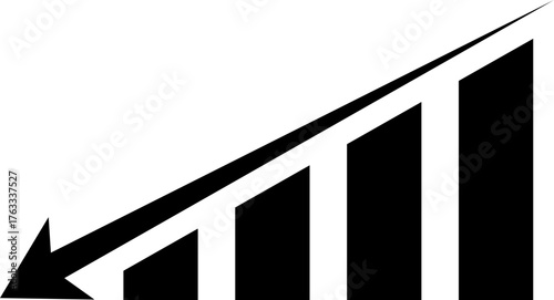 Growing Graph icon .A dynamic illustration featuring a rising chart with arrow, business bar sign, and progress bar symbol, representing success and profit growth. Ideal for apps, websites.