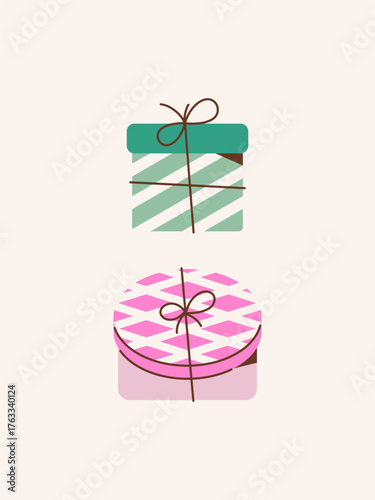 Gift boxes. Vector stylized color illustration.