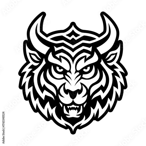 A glyph style icon showing a tiger mascot