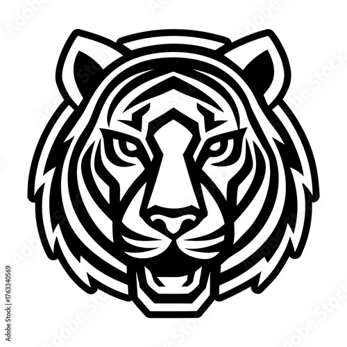 A glyph style icon showing a tiger logo