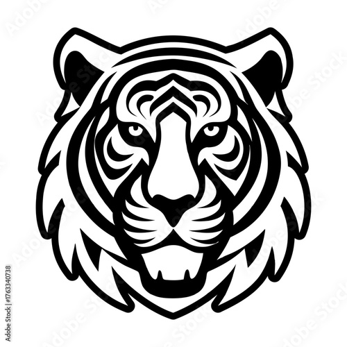 A solid style icon depicting a tiger face