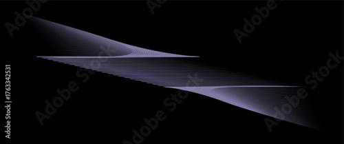 Bifurcated horizon, parametric flow and lavender stipple on black.