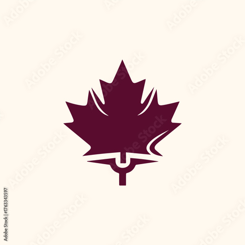 A autumn leaf silhouette style flat and minimal vector icon design illustration on a white background.
